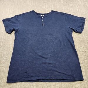 Field‎ Scout Shirt Men Medium USA Made Snap Henley Slub Cotton Blue Huckberry